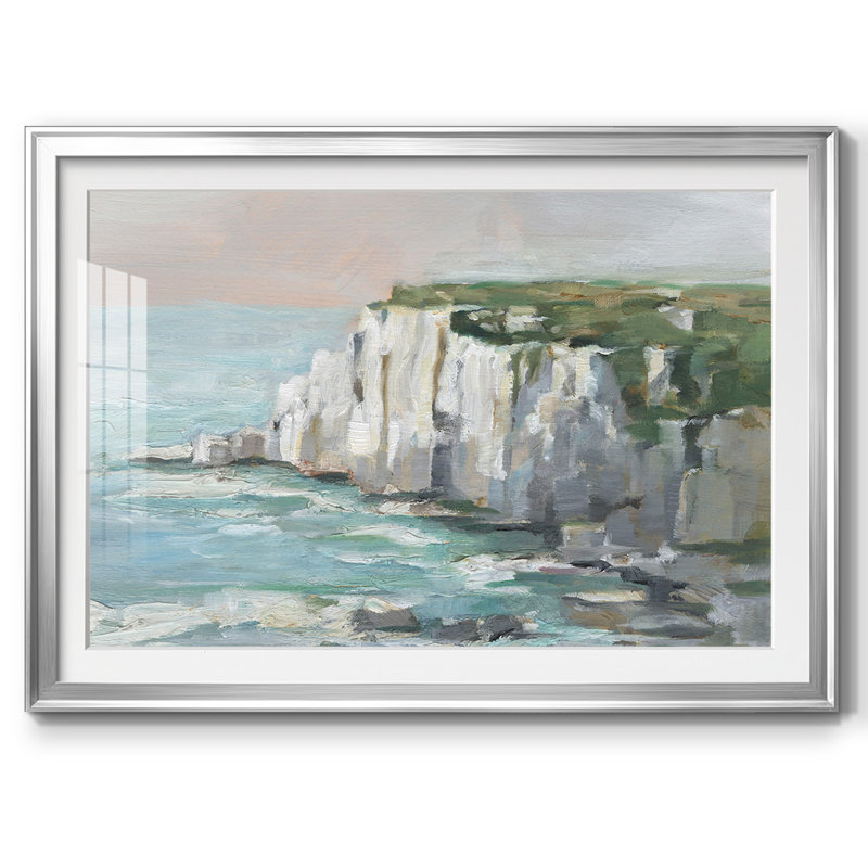 White Sea Cliff II, reproduction d'art encadrée, Argent, H 30 po x l 44 po x P 1,5 po