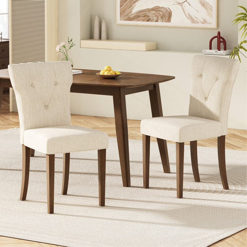 Ensemble de 2 chaises de salle à manger rembourrées (crème)
