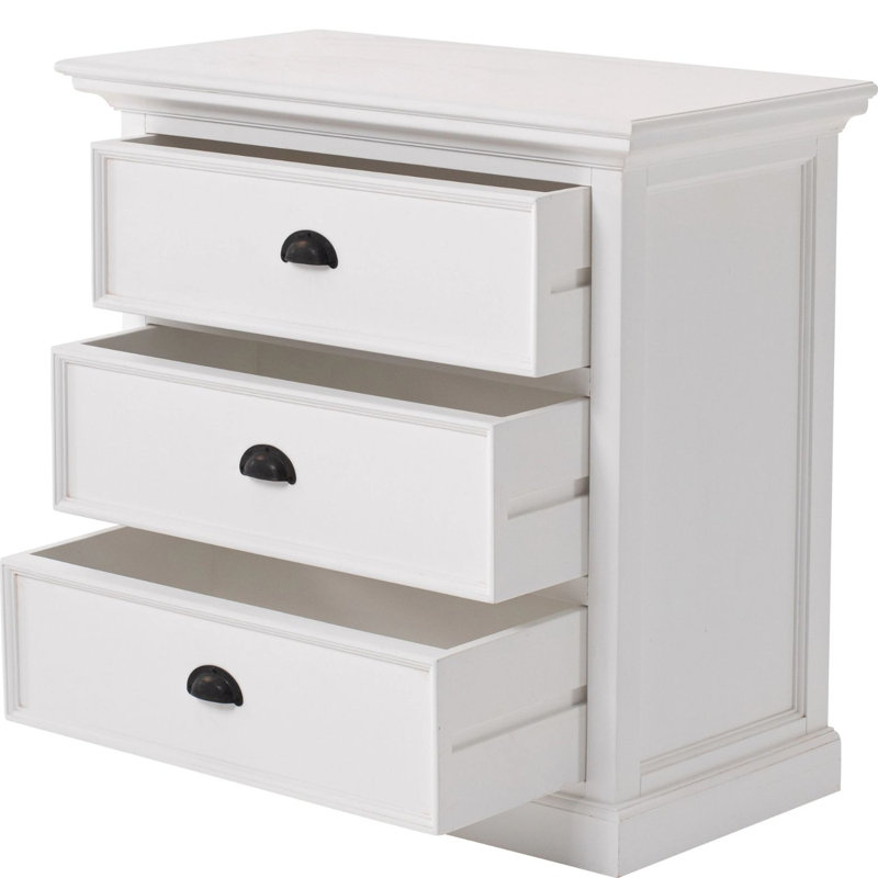 Commode anglaise en bois massif à 3 tiroirs Avelar