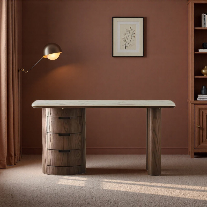 Bureau d'écriture à 4 tiroirs Retro, H 29,92 po x l 70,86 po x P 25,59 po