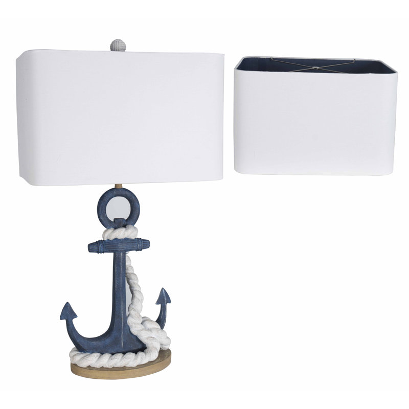 33" Navy Anchor Table Lamp, Blue