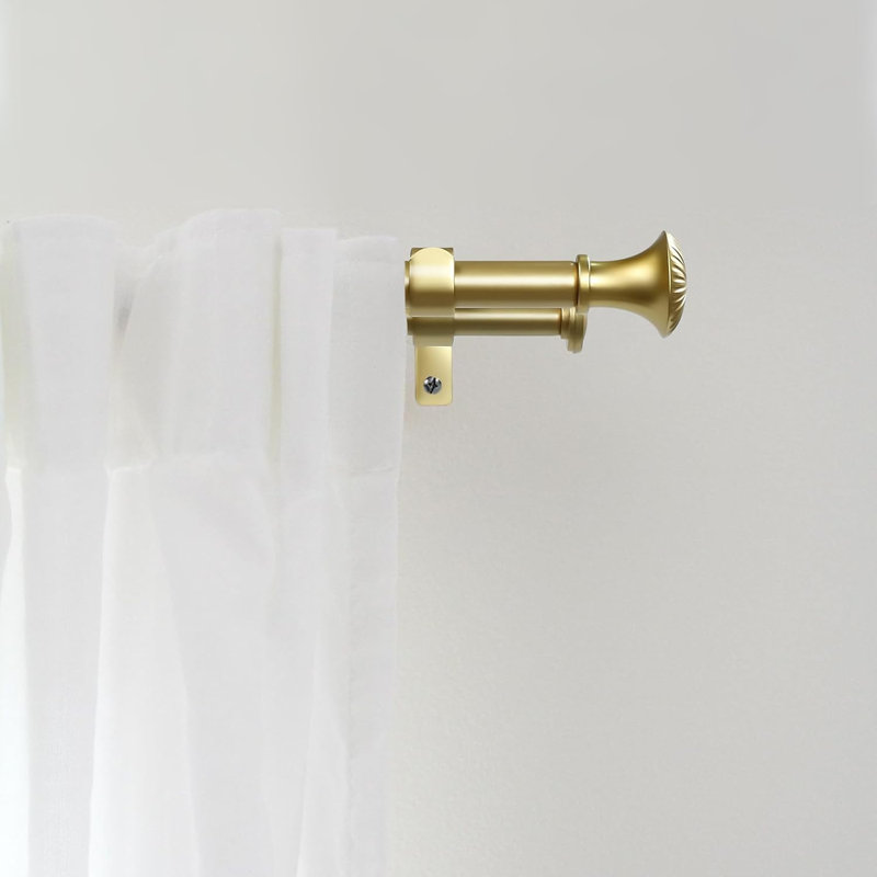 Ensemble de tringle à rideaux télescopique 5/ 5/8 po de diamètre avec faîteaux de trompette, Doré, 28"-48"
