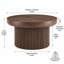 Bowe cannelé rond de 33,5 po avec plateau en bois véritable et base cylindrique, plateau de table épaissi, table basse Mid-Century moderne pour salon, petit espace-1673068349