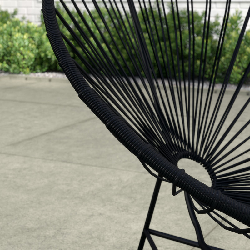 Outdoor Lounge Chair, Acapulco Black Weave/Black Frame