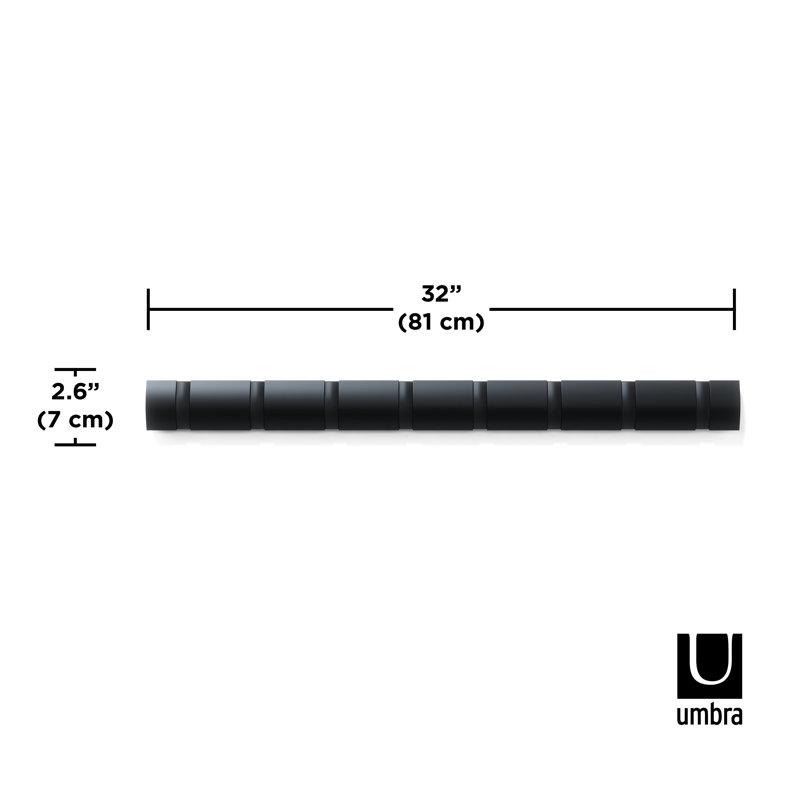 Black 32" Wall Mounted Coat Rack with Retractable Hooks