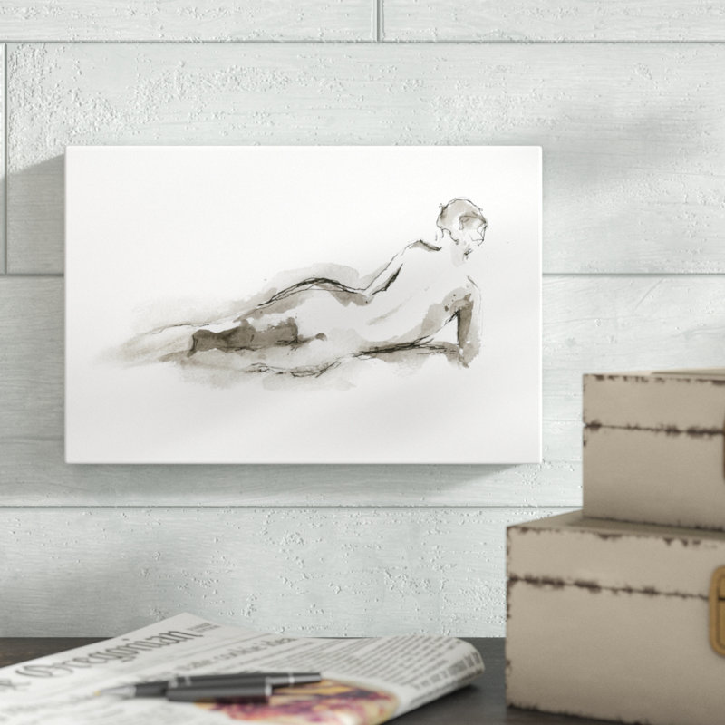 Ink Figure Study I by Ethan Harper - Painting, Wrapped Canvas, 30cm H x 46cm W
