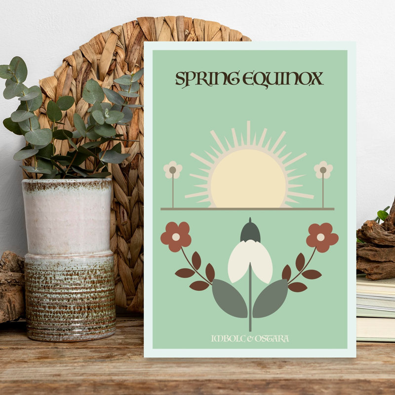 Spring Equinox Sun Blooms Minimalist Abstract Contemporary Flower Nature Wall Art Print by Casa Cartissi - Wrapped Canvas Print