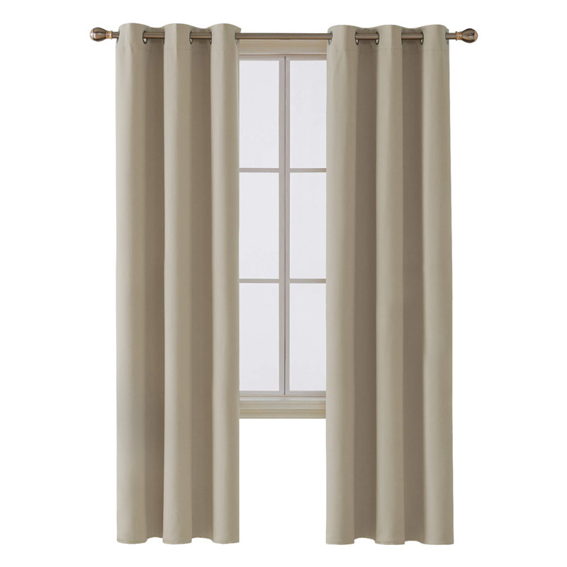 Grommet Top Thermal Insulated Room Darkening Window Curtain Panels (Set of 2), Orange Flame, 42" W x 120" L
