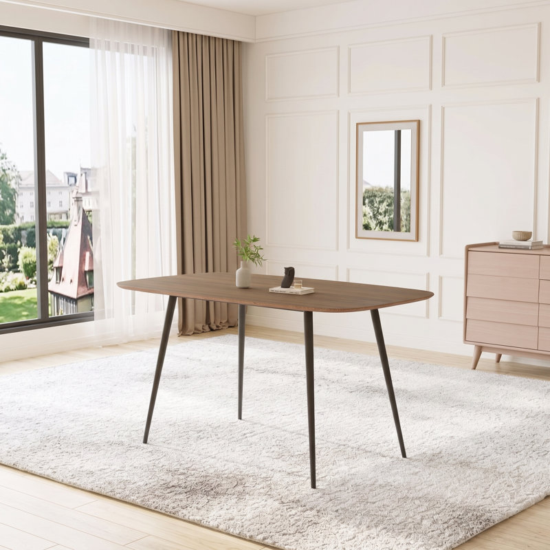Rectangular Table, Modern Dining Kitchen Table, Tan/Black, 29.9" H x 47.2" L x 27.5" W