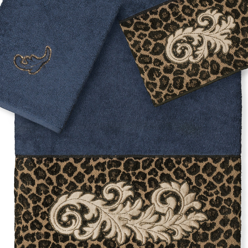  Ensemble de serviettes 3 pièces en coton turc, Bleu minuit