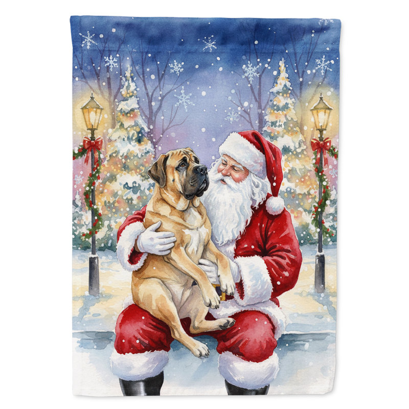 Mastiff avec le drapeau du jardin du père Noël, Taille du jardin, Mastiff