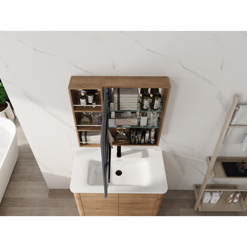 Armoires à pharmacie peu encombrantes, avec miroir en bois de 29,63 po pour une maison moderne