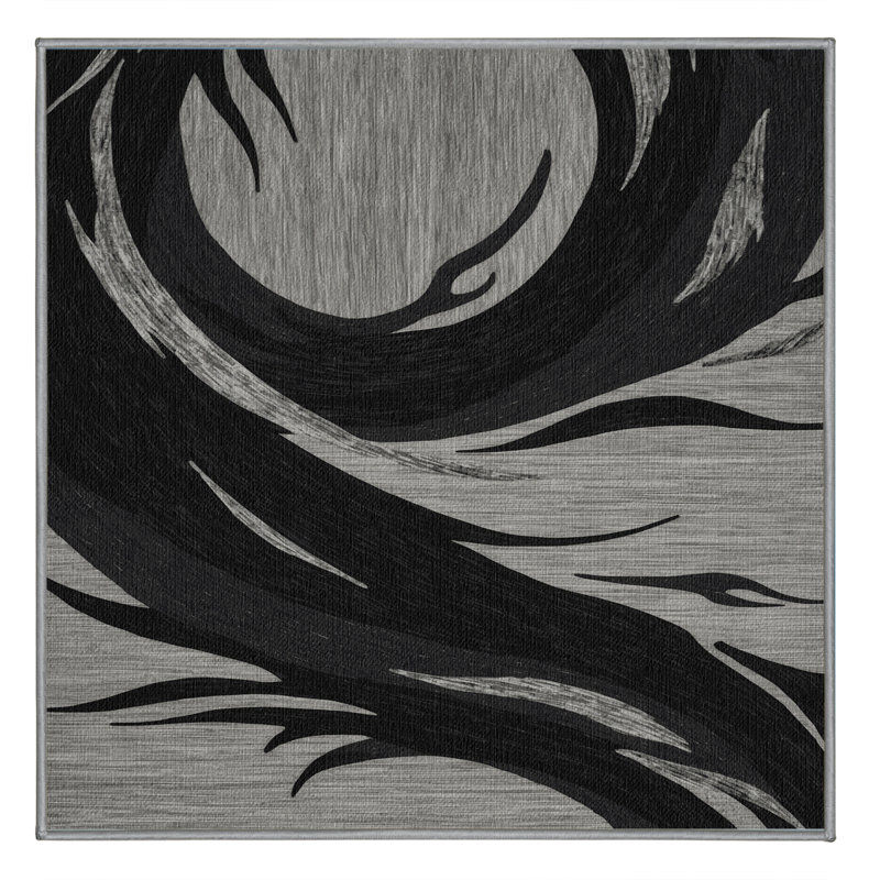  Tapis hawaïen noir lavable volcanique, Carré 4 pi
