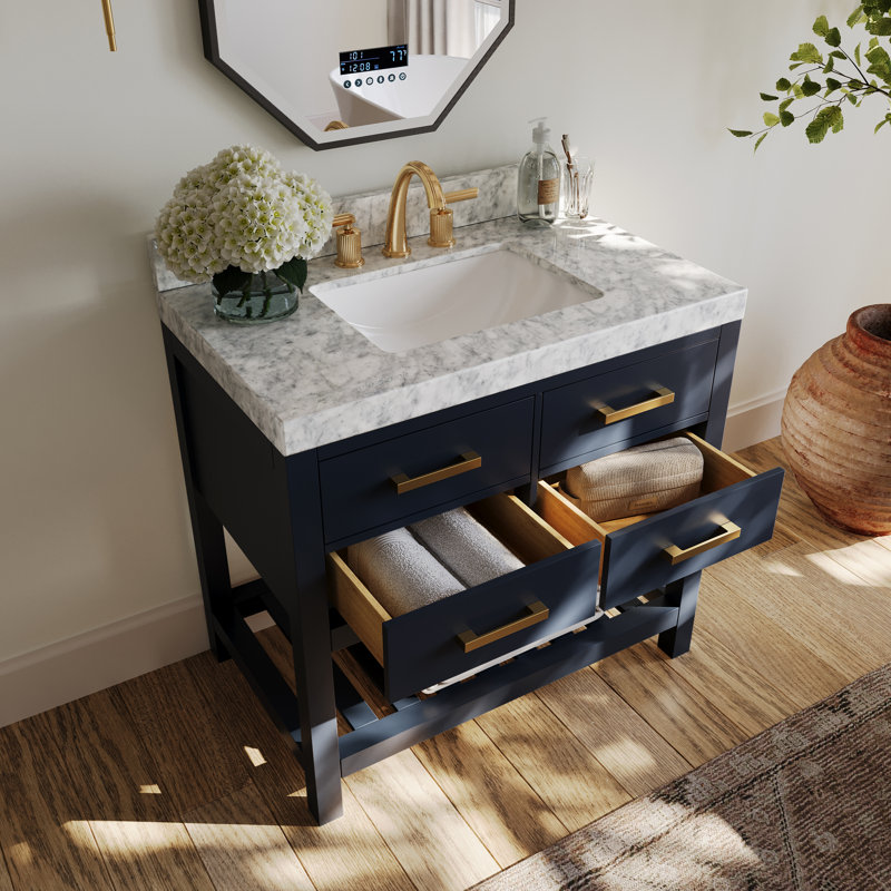 Elizabeth 36'' W Single Vanity, Heritage Blue | Brushed Gold