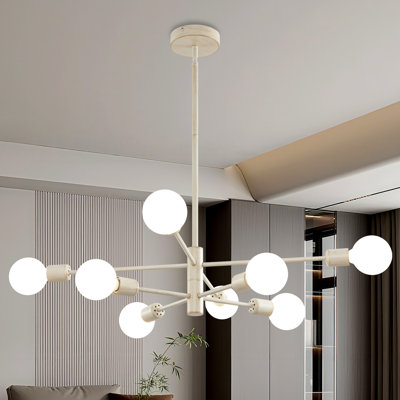 Lustre linéaire moderne réglable - Luminaire suspendu doré et blanc 8 lumières pour la salle à manger, îlot de cuisine