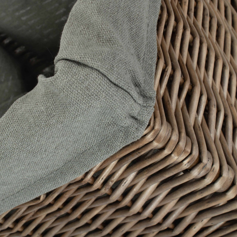 Square Wicker Storage Basket with Lining, 20cm H x 28cm W x 28cm D, Antique Wash/Grey