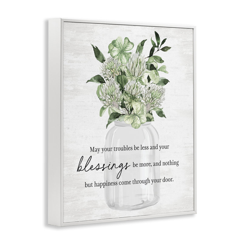 «Lucky Clover Blessing», art de la giclée encadrée par lettré et doublé, Giclée encadrée blanc bord de mer, H 14 po x l 11 po