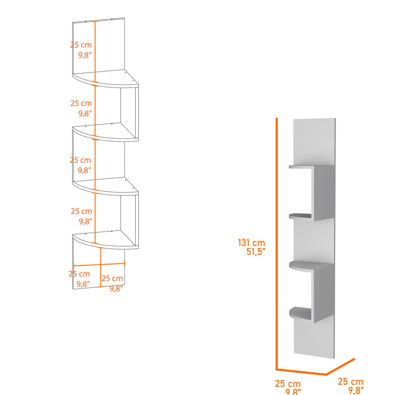 Tablette flottante avec 4 niveaux d'espace pour le bureau, Blanc