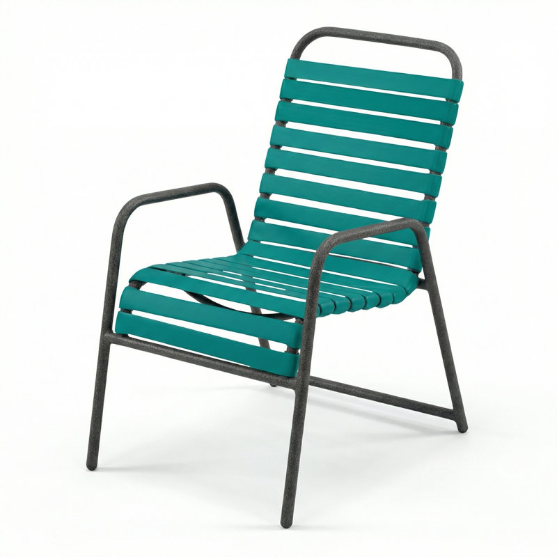 Chaise avec accoudoirs, Sangle vert jade / anthracite