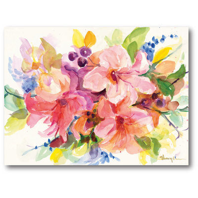 Dreamy Flowers Bouquet II Painting Print on Wrapped Canvas