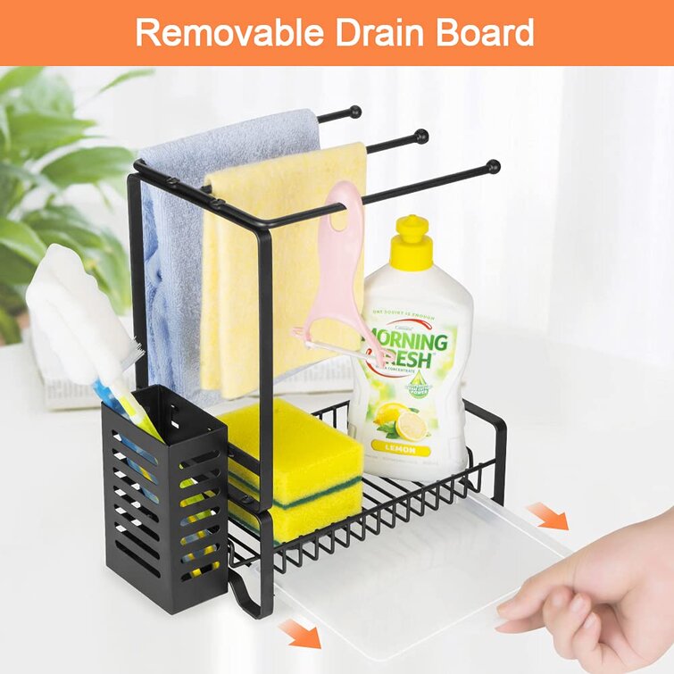 Kitchen Sponge Drain Rack, Black Fuleadture