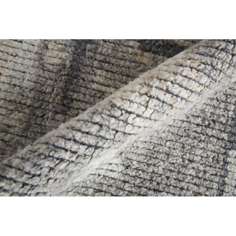 Alford Wool Abstract Area Rug in Gray, Rectangle 8'6" x 11'6"