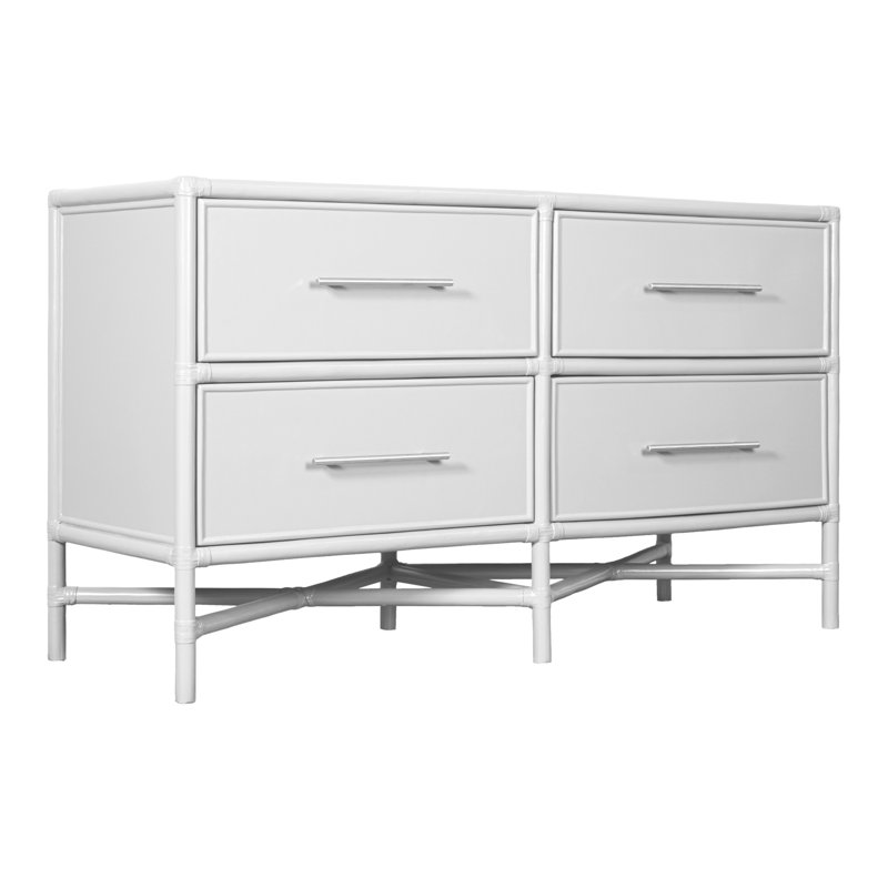 Venice 4 Drawers 54" W Double Dresser, White