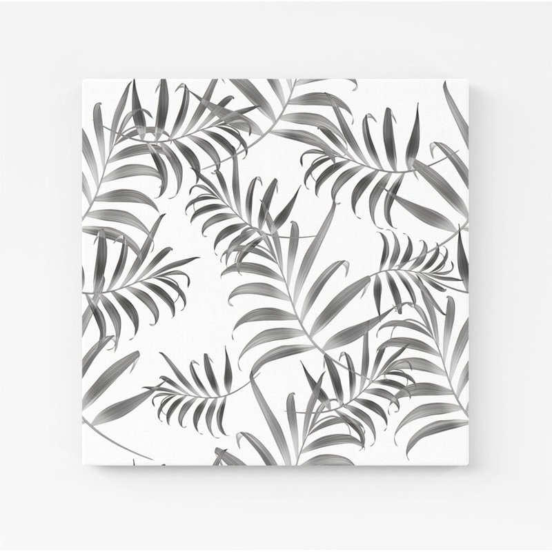 Hawaiian Style Palm Leaves - Wrapped Canvas Print, 16cm H x 16cm W x 3.8cm D