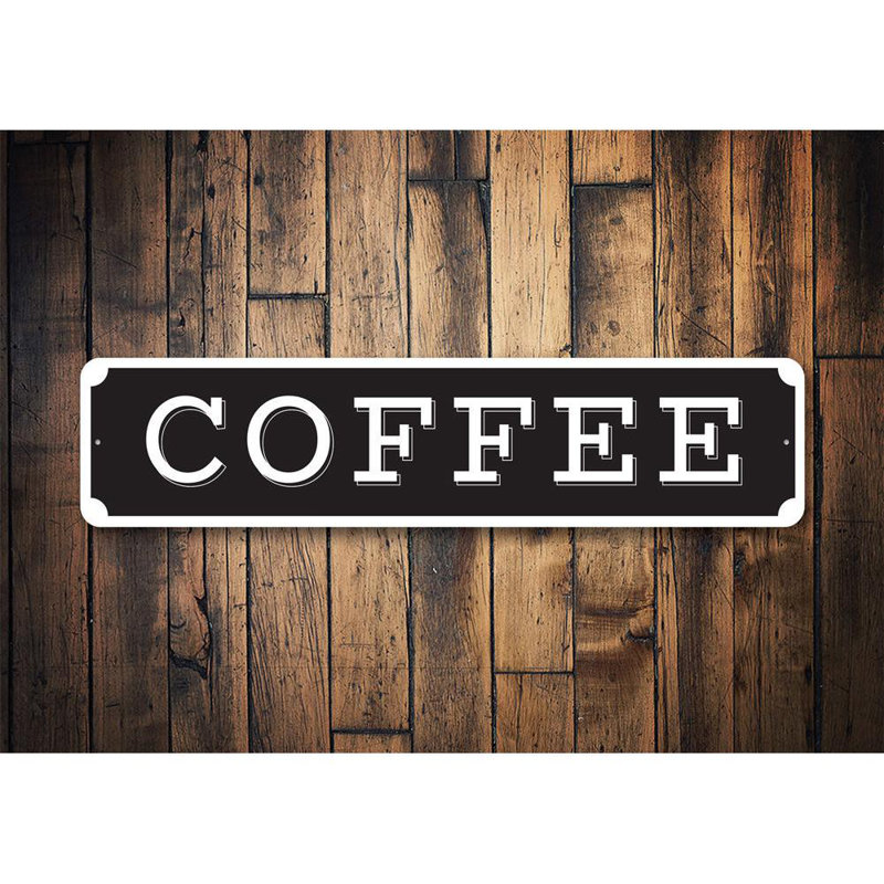 Enseigne café en aluminium, H 4 po x l 18 po x P 0,04 po
