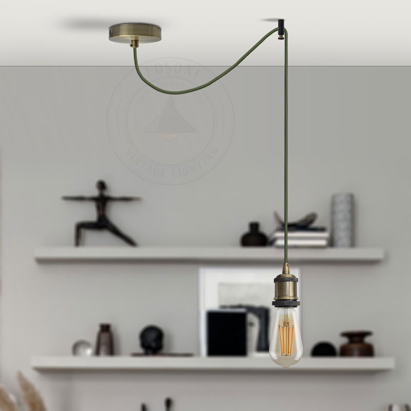 Roseta 1 - Light Single Pendant, Green Brass, No