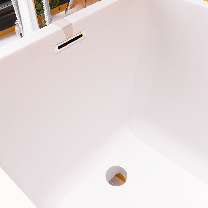 47" Rectangle Shape Freestanding Glossy White Soaking Acrylic Bathtub With Chrome Pop-Up Drain