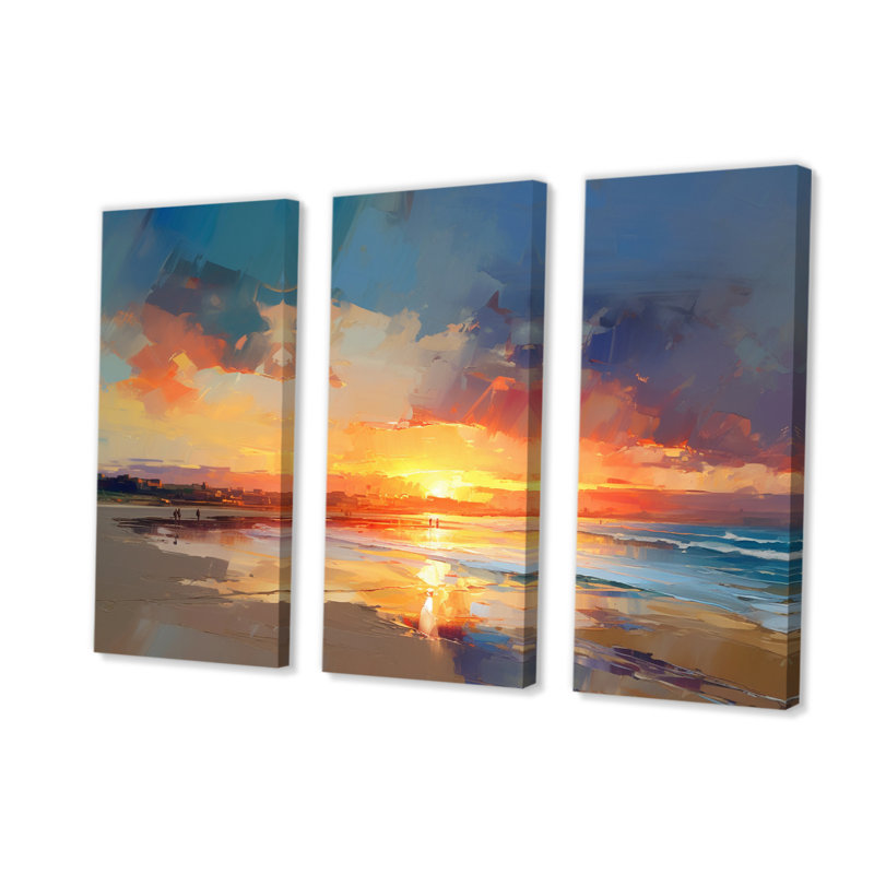 Art mural sur toile, plage du propriétaire, coucher de soleil vibrant, coucher de soleil, H 28 po x l 36 po x P 1 po
