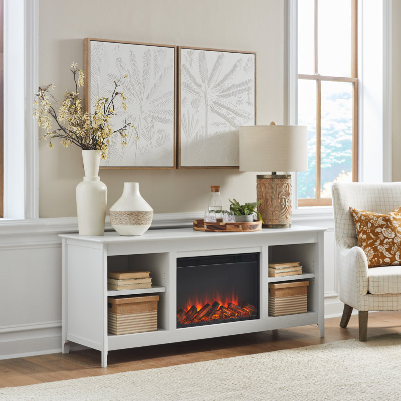 Fraley 68" Electric Fireplace TV Stand, Whitewash