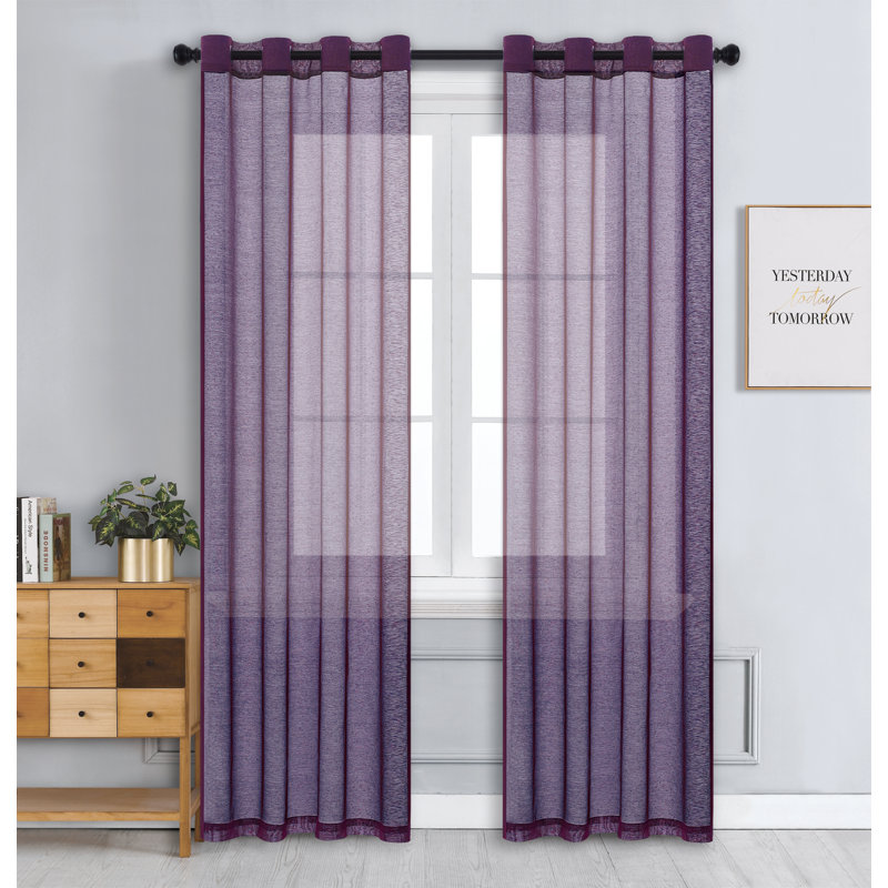 Goble Semi Sheer Curtains / Drapes Pair, 57" W x 84" L, Dark Purple