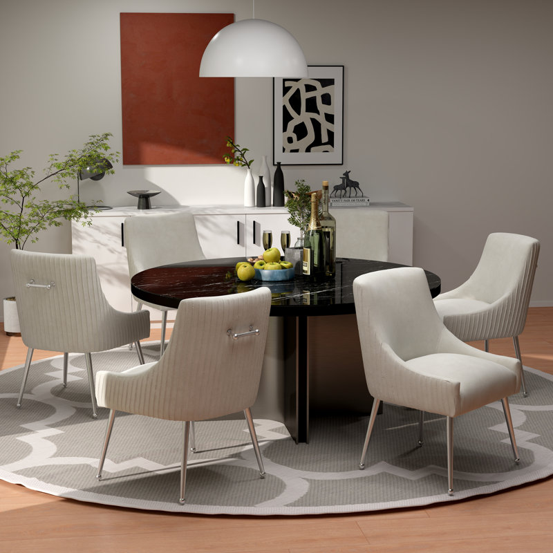 Chaise d'appoint en velours Baudel, Beige