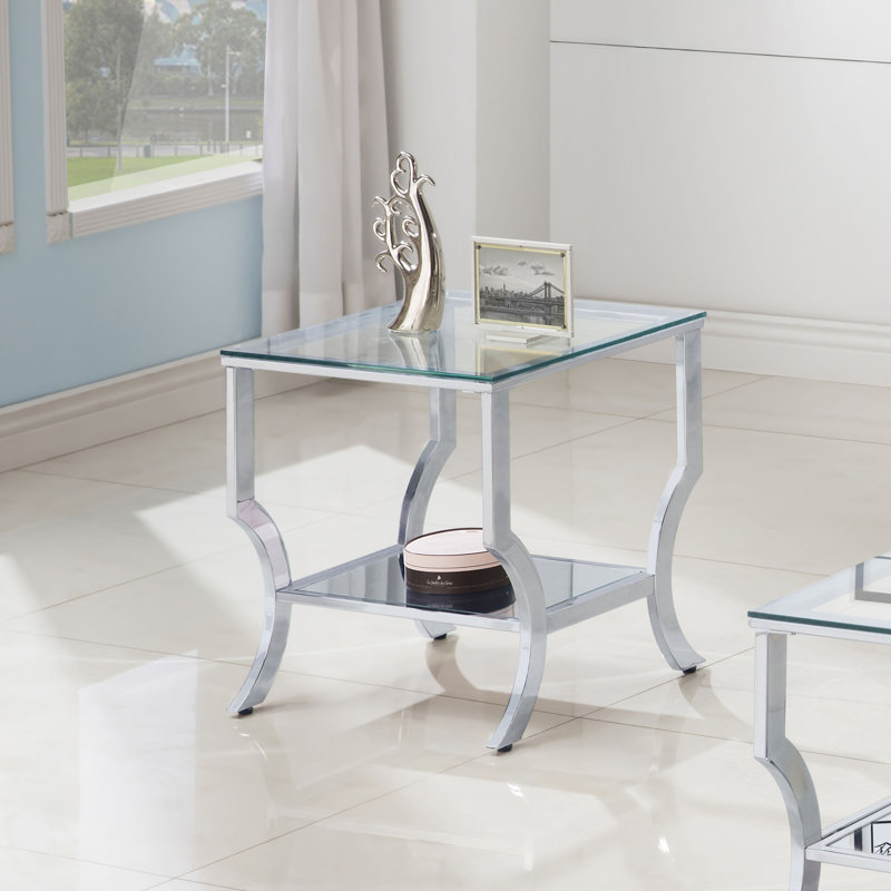 Table d'appoint carrée en verre chromé Porch & Den