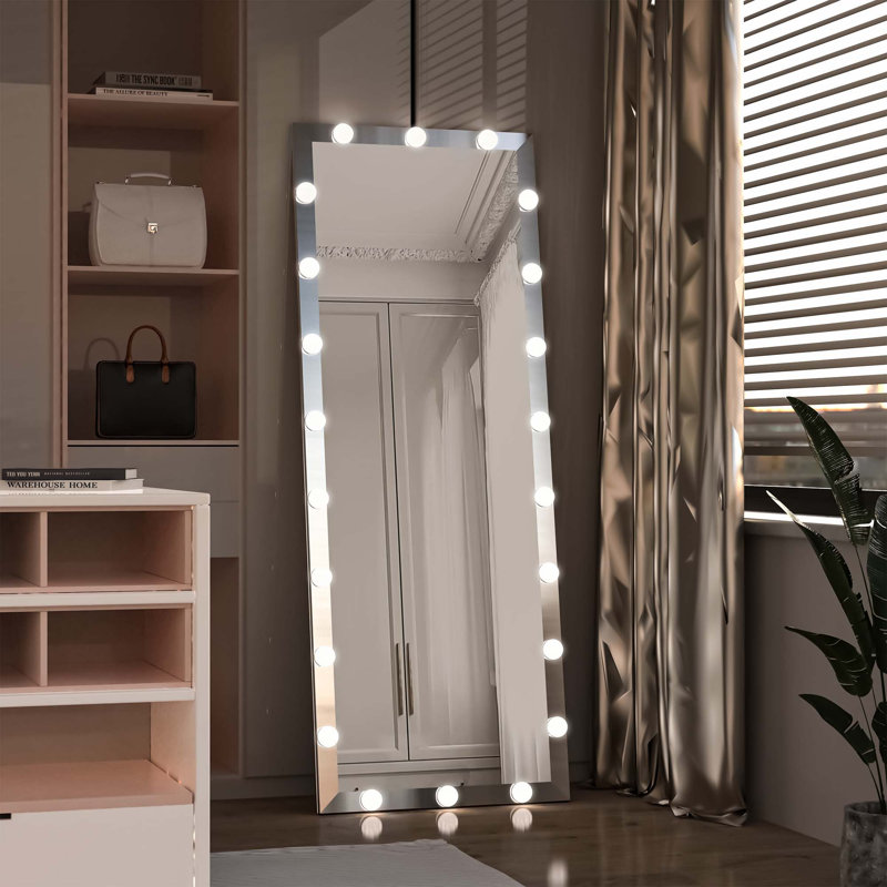 Miroir de salle de bain Hollywood, Argent argent, 63 po x 24 po