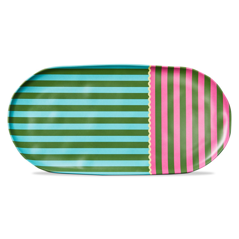 Cabana Stripe Melamine Platter Green Everyday