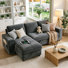 Canapé-lit modulaire de 81 po Mellissa, canapé-lit 3 en 1 en forme de L avec ports USB / Type-C, dossier inclinable à 5 niveaux et chaise de rangement