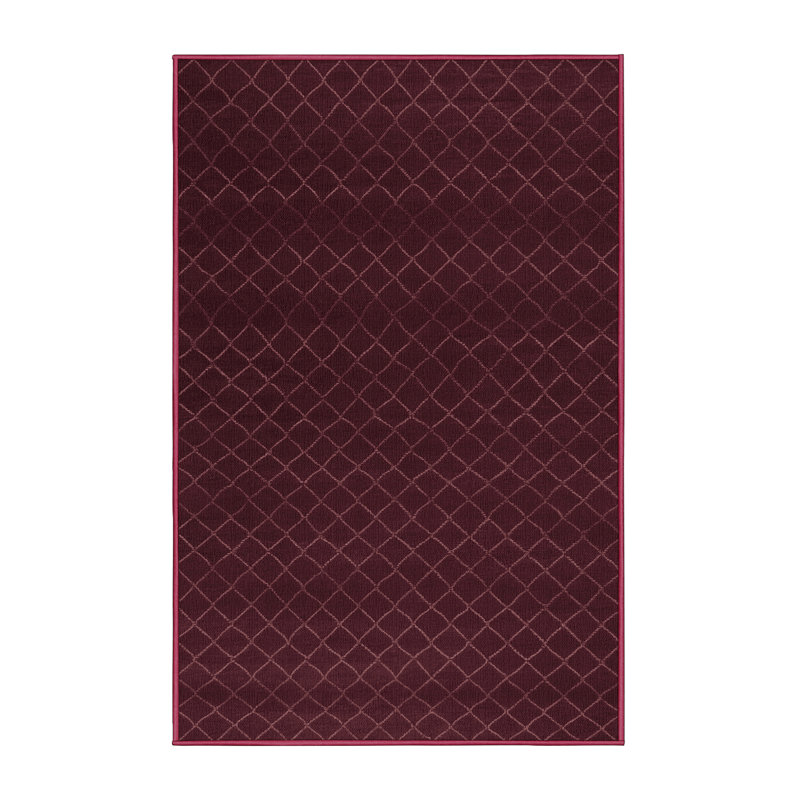 Machine Washable Trellis Red Area Rug, Runner 2' x 4'