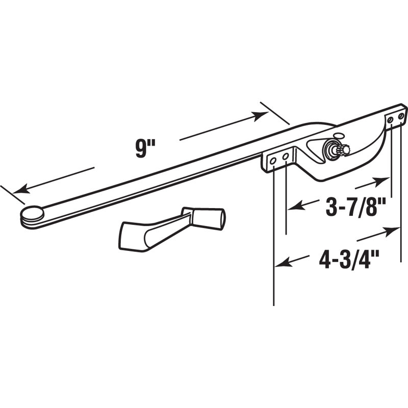 Opérateur à battant droit Teardrop (emballage simple), Aluminium, H 13,2 po x l 3,85 po x P 1,4 po