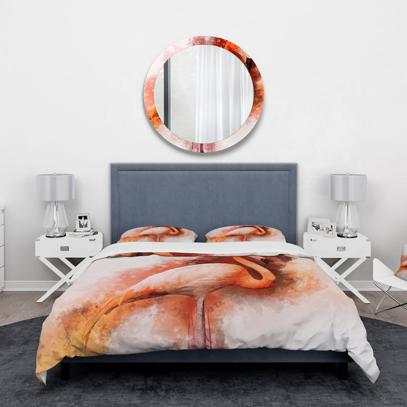 Portrait of Pink Flamingo II - Ensemble de housse de couette Farmhouse - Microfibre de polyester
