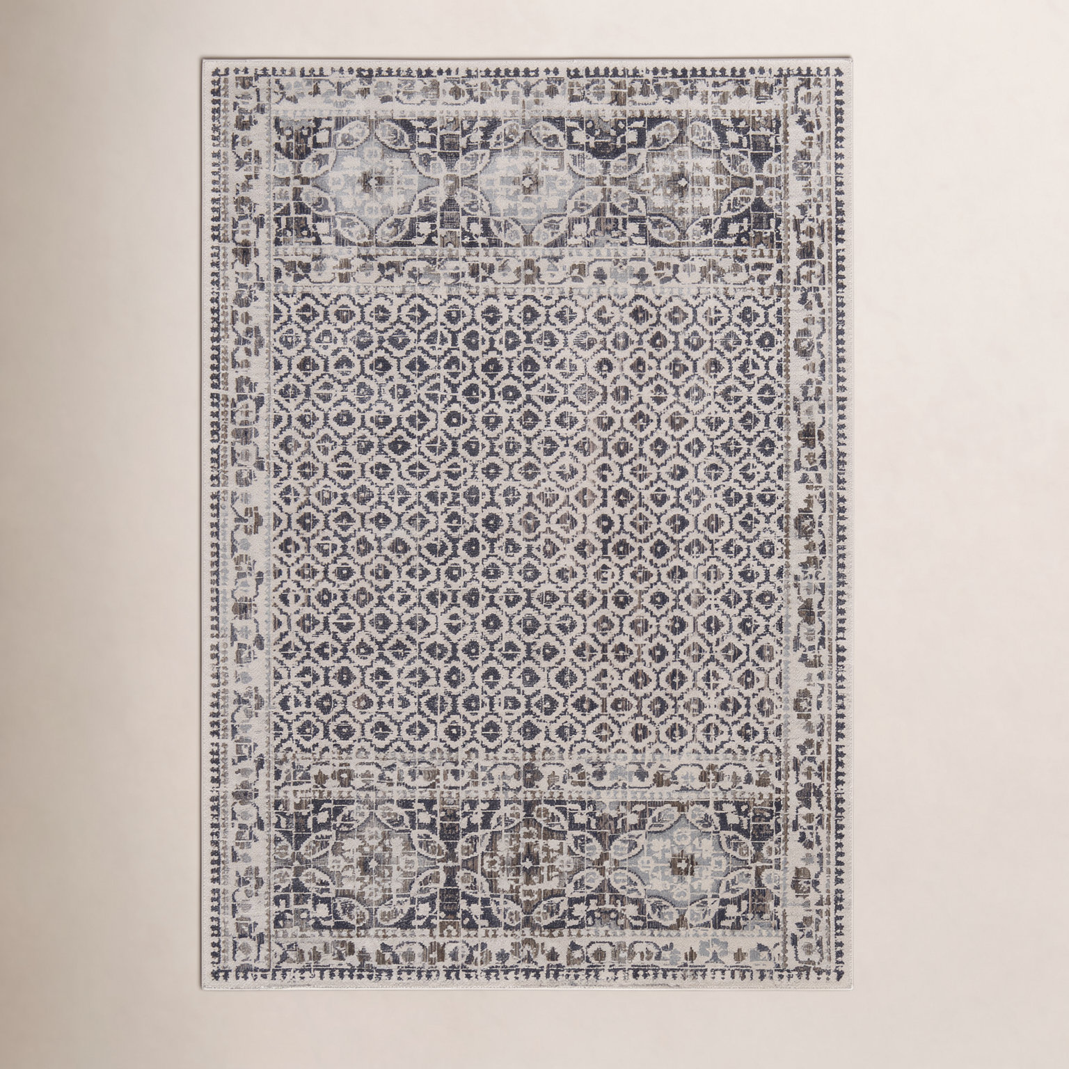 Chander Charcoal Ivory Oriental Rug, Rectangle 4'3" x 6'3"