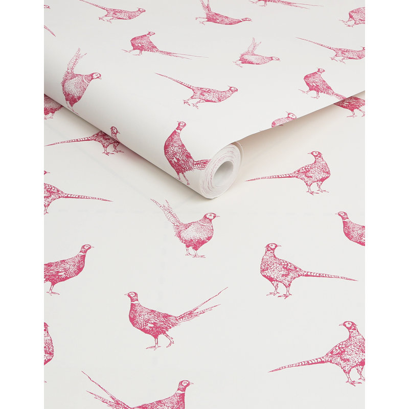 Joules Flirty Pheasants Truly Pink Wallpaper