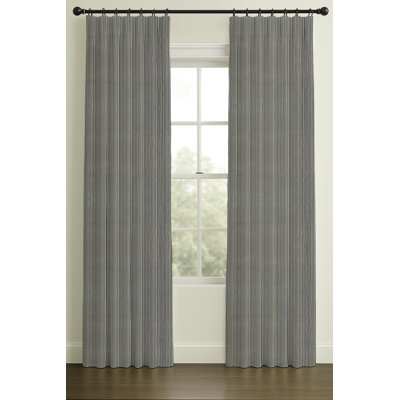 Wakefield Ticking Stripe Curtain in Dark Blue