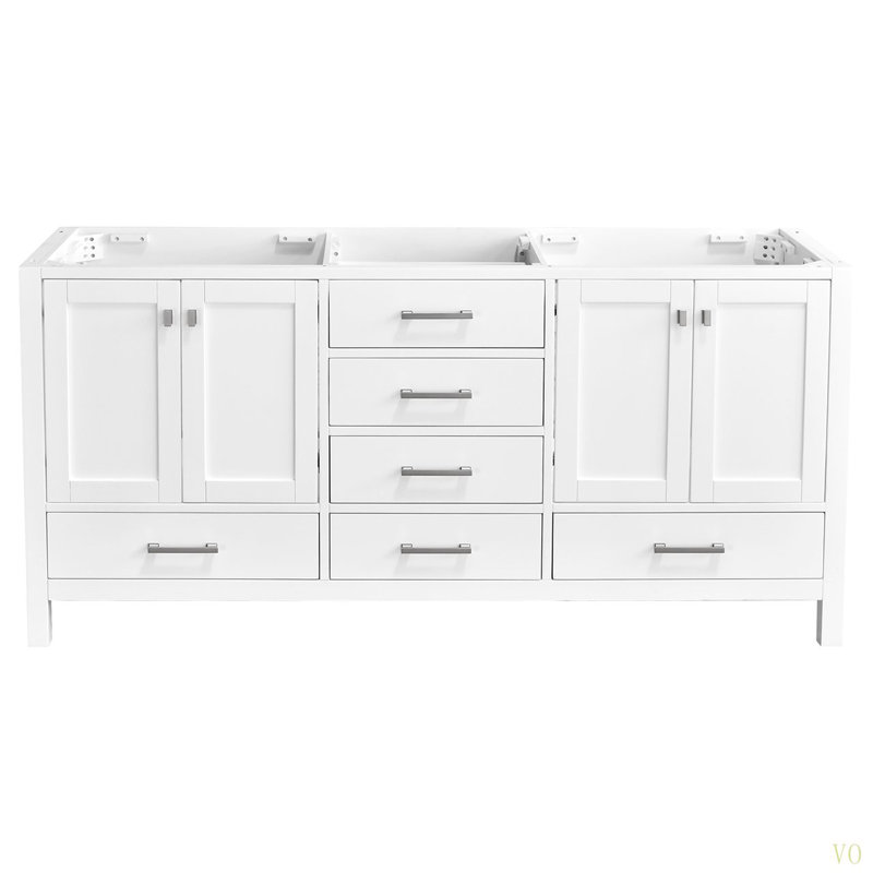 Meuble-lavabo 72 po, meuble-lavabo avec cadre en bois massif, comptoir autoportant avec double cuve