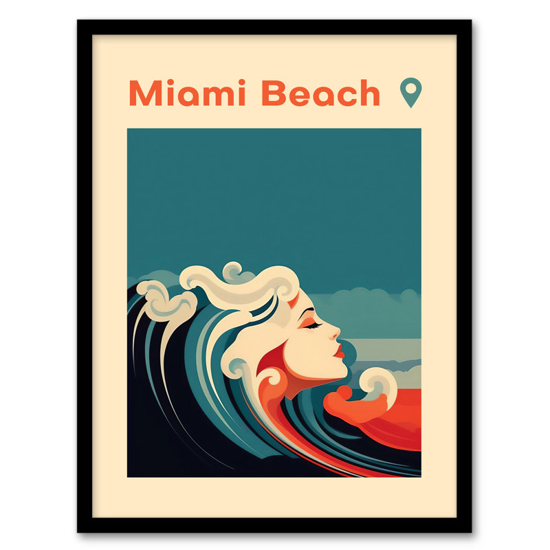 Ellensburg The Seaside Calls Miami Beach Florida USA Modern Waves Sea Siren - Single Picture Frame Print