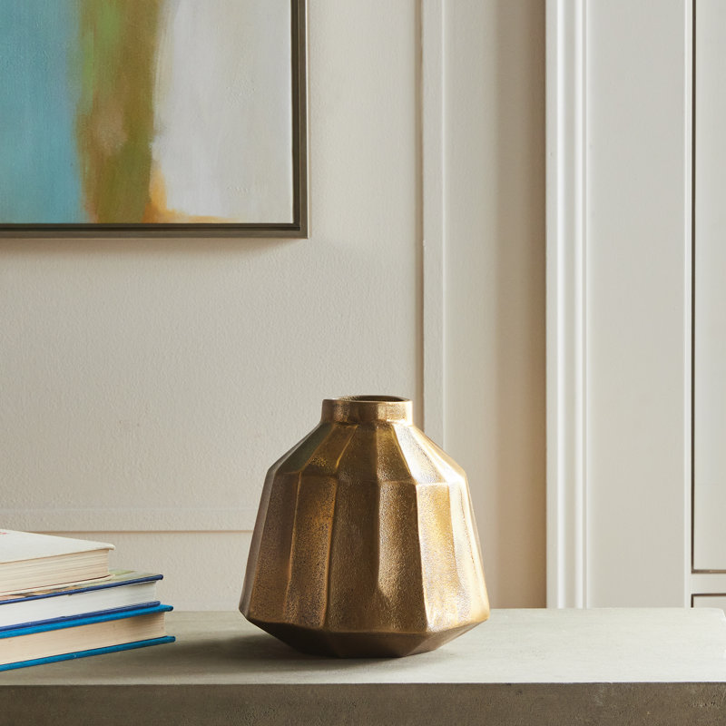 Handmade Aluminum Table Vase, 8.75" H x 8" W x 8" D