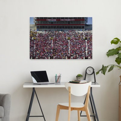 Spectators Watching Football Game Of The Indiana University Hoosiers Team Indiana University Bloomington Indiana USA by Walter Bibikow - Wrapped Canvas Print