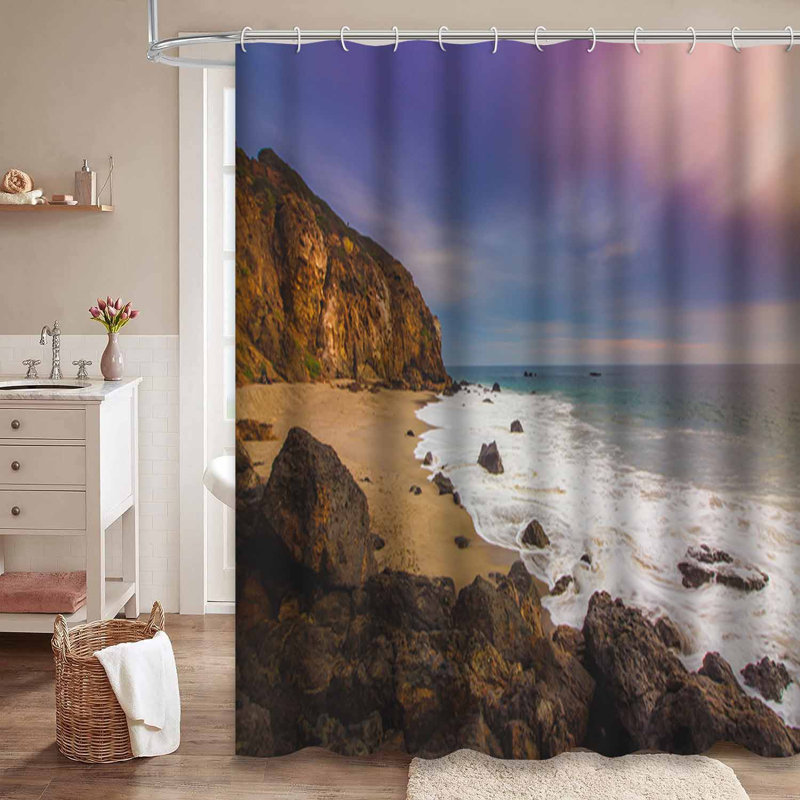 Rideau de douche avec 12 crochets Beach, L 72 po x l 72 po